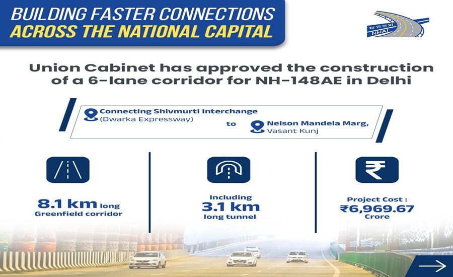 CCEA Approves ₹6,969 Crore NH-148AE Tunnel Project
